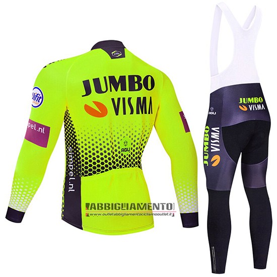 Abbigliamento Jumbo Visma 2019 Manica Lunga e Calzamaglia Con Bretelle Verde Nero - Clicca l'immagine per chiudere